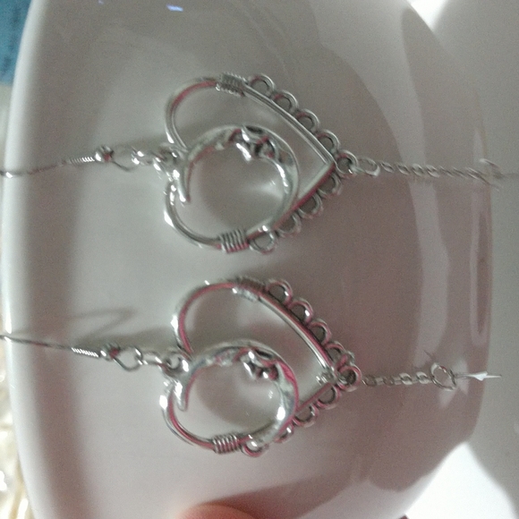 Earrings Heart Crescent Moon and Stars Dangle Silver-tone - Picture 5 of 12